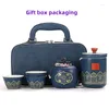 Zestawy herbaciarni Przenośna ceramiczna herbata Teapot i filiżanka torby kempingowej Akcesoria podróżne