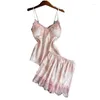 Domowe odzież Drukuj Kwiat piżamowy garnitur nowość odzież domowa intymna bielizna różowa 2pcs sleep zestaw kobiet letnia piżama
