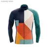 Herr t-shirts nya cykeltröja set män långa sees cykeldräkt 19d gel pad byxor höstkläder h240407