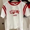 CDEILOIIRNE 24 Summer New CE Letter Home Printed T-shirt z krótkim rękawem Mała pachnąca okrągła szyja Top dla kobiet