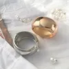 Pulseira larga redonda pulseira lisa para mulheres espelho minimalista Abertura da primavera borda 18k cor de textura de cor dourada jóias