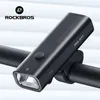 Rockbros Bike Light RainProof Type-C充電LED 2000MAHフロントランプヘッドライトアルミニウムウルトラライト懐中電灯自転車ライト240407