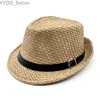 Beauts à bord large seau str panama chapeau homme fedora ceinture vintage trilby sumz jazz fashion hrepwant derby sunhat yq240407