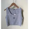 Танк-топы женская дизайнерская вязаная футболка с вышитой спортивной майкой йоги