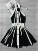 BA1 메인 여자 드레스 2024 NEW WOMENS DESIGNER HALTER DRESS 럭셔리 브랜드 색상 차단 여성 섹시한 생일 드레스