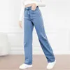 Pantalon féminin Jeans Vintage Stretch Washed Denim Fashion polyvalent haute taille droite Streetwear Casual Casual Ligne