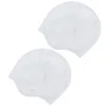 2pcs chapéu de natação branca adultos à prova d'água Alta elástica de silicone Protection Swim Supplies 240403