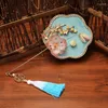 Decorative Figurines Lovely Mini Wedding Fan Xiuhe Round Bride's Chinese Hand Held Flowers Ancient Style Home Ornament Craft