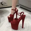 Sandal 2023 Chic Sexy Suede 8Inches20cm Sandaler Peep Toe Platform Pole Dance Shoes Stripper Heels Nightclub Stiletto 240327