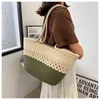 Daily Wear Beach Bags Spring and Summer Niche Grass Woven for in Trendy Cotton Thread Large Capacity Single Shoulder Basket