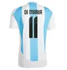 2024 2025 Euro -Pokal Argentinien Soccer Trikots Messis 24 25 Fans Spieler Version Mac Allister Dybala di Maria Martinez de Paul Maradona Kinder Kinder Kit Männer Fußballhemd