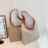 Strandväskor Forest Evening Women's Bag Literature Straw Woven Shoulder Korean Casual stor kapacitet Handväska Trend