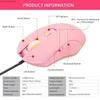 Mice Pink Optical Mouse Sailor Yoon Gaming Computer Wired Mause Mute Pretty Backlit Colorful Mice 3200DPI For Girl Women Gift PC Game Y240407