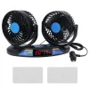 Cards Dual Head 12v Car Fan 12 Speeds 360 Rotatable with Temperature Humidity Display 634b