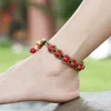 Anklets europeiska och amerikanska bohemiska smycken semi-ädelsten flätat thailändskt vaxrep handvävd karakteristiska anklet droppe läcker otc2w