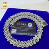 Jóias de moda 925 Sterlintg Silver Custom Baguette Iced Out VVS Moissanite Hip Hop Jewelry Chain Link Chain