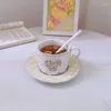 Cups Saucers kreative Retro -Stil koreanische Keramik Kaffeetasse und Untertassen Set English French Cute Nachmittag Tee Girl Herz Schönes Geschenk