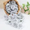 Dekorativa blommor 10/20/30 st 6cm guld silver konstgjord rose siden blommhuvud bröllop fest hem dekor diy krans scrapbooking hantverk falskt