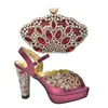 Dress Shoes Italian And Bags Matching Set With Rhinestone For Women 2024 Designer Luxury High Heels Elegant