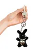 Keychains Lanyards Fashionable Rabbit Keychain Black/White Cartoon Heart shaped Pendant Keyring Handmade Plush Doll Decorative Bag Key Q240403