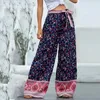 Pantalon féminin Casual Lignet Boho High Taist Floral Bow Sweet Strong Boot Slim Fit Cut Long Pantalon de survêtement