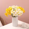 Flores decorativas de alta calidad 6pcs/Bunch Artificial Narcissus Falso Floz Flower Escena de boda Decoración de la sala del hogar