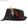 Breda Brim Hats Bucket Xthree Trend Unisex Party Feathered Fedora Trilby Womens Summer Beach Sun Hat Panama Mens Fashion YQ240407