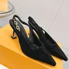 6.5/9cm tasarımcı sandaletler kristal yüksek topuklu ayakkabılar alevlendi topuk pompası ışıltı slingbacks ofis ayakkabıları kadın slayt zinciri elastik kayış elbise ayakkabıları üst ayna kalitesi