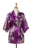 Home Kleding Kleding Dames Peacock Print Japanse Kimono Yukata Silk Satin Short Pyjamas Home Pajamasl2403