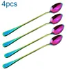 Coffee Scoops Flacweware Kitchen Elegant Spoon Colorful Rurring Supplies Table Varelle 4pcs Couvoirs Long Handle Mélangez Restaurant