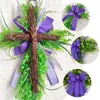 Decorative Flowers Household Cross Garland Lavender Artificial Soft Pvc Winter Door Wreaths For Front