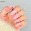 Faux Nails Presse Rose brillant sur une couverture complète Faux d'amande pour les femmes Daily Party Manucure Conseils portables 24pcs