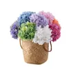 Flores decorativas para todas as estações Artificial Vibrante Faux Silk Hydrangea Flower Arranjo para festa de casamento Decoração de casa Estilo pastoral