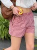 Women's Shorts 2024 Fashion Elastic Waist Casual Plaid/Stripe Print Summer Vacation Short Pants For Beach Nightclub Streetwear