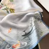 Écharpe écharpe de soie réelle naturelle pour femmes Summer Pashmina Satin Flower Foulard Femme Square Head Scarpes Bandana Hijab 53cm