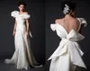 Krikor Jabotian Ivory Aline Vestres de noiva com arco traseiro personalizado com roupas formais de desgaste de desgaste