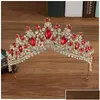 Hochzeit Schmucksets Schmucksets Kmvexo Wunderschöne Kristall ab Braut Mode Tiaras Ohrringe Halsketten Set für Frauen Kleid Crown Drop D DHJP4