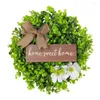 Fleurs décoratives sûres couronne durable couronne eucalyptus fleur de fleur de Noël Porte festive suspendue avec des lettres d'anglais de cravate