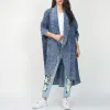 Frauen Lange Schichten 2023 Frühlings Sommer Vintage Denim Trench Coats Lupe Hälfte Hülse Windfakte hohe Taille Damen Trench Coat Frauen