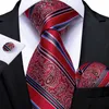 Hals Krawatten Mode rotes Herz gedruckter Herren Seidenkrawattenstreifen Business Point Hochzeit Party Halskette Pocket Square Manschettenknöpfe Krawatte Geschenk Dibu C240412