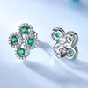 Boucles d'oreilles Stud Umcho 925 Sterling Silver Created Emerald Sapphire Gemstone for Women Engagement Wedding Fine Bijoux