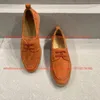 Casual schoenen Classic Suede Lace Up Loafers platte bodem enkele omgekeerde veelzijdige oversized lui boon