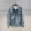 Bird Home Element 2023 Spring New Rabbit broderad denim Coat Men's Loose Flip Collar Jacket B1BJD1239