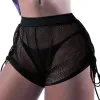 Sexy Black Mesh Femmes nageant Trunks See-Through Mesh Sheer Swimsuit Bottom Swim Shorts couverture boxer creux