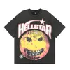 hellstar shirt designer t shirts graphic tee clothes hipster washed fabric Street graffiti Lettering foil print Vintage coloeful Loose fitting