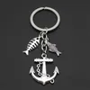 Nyckelringar Lanyards Anchor Keychain Vintage Silver Plated Arrow Fashion Solid Pendant Sailor Style Car Keyring Mens Accessories Gift Q240403