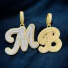 Designer Hip Hop Hot In Stock First Initial Letter of Name Pendant Jewelry Set Baguette Cuban Chain Halsband för kvinnor