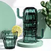 Verres à vin 6pcs cactus en verre coloré simple colorée de cuisine créative bouteille d'eau mignonne tasse de maison résistante à la chaleur décoration