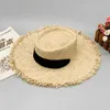 Wide Brim Hats Bucket New style womens oversized hat large 20cm Raffia Sun wide beach soft straw wholesale direct shipping Q240403