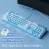 Keyboards Pink Keboard 104 Keys Layout Led White Backlit Round Keycaps Green Switch Mechanical Keyboard for Notebook Pc